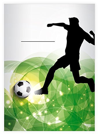 Kartenkaufrausch 16 Tolle Fußball DIN A5 Grundschul Hefte mit Fußball Spieler in grün Kontrastlineatur 1