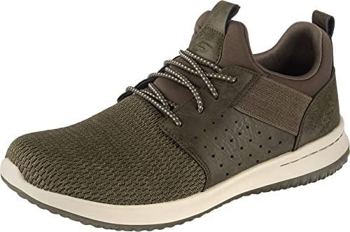 Skechers Delson Camben Trainers herr, Olive Mesh W Synthetic, 42 EU