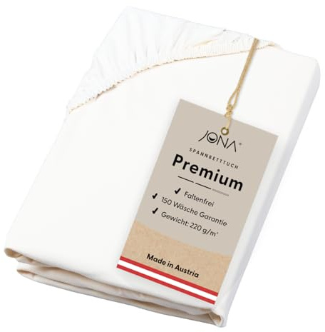 JONA SLEEP® Premium Spannbettlaken (120-130 x 200 cm) Jersey Baumwolle Weiß - 220 g/m² - ÖKO-TEX 100 zertifziert - Made in Austria