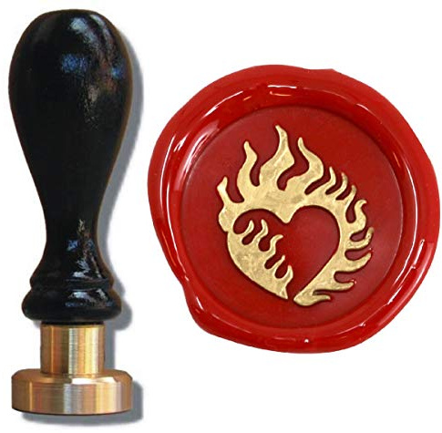 Siegel Stempel Petschaft brennendes Herz 24 mm für Hochzeit, Siegelstempel Hochzeitseinladungen Herz in Flammen