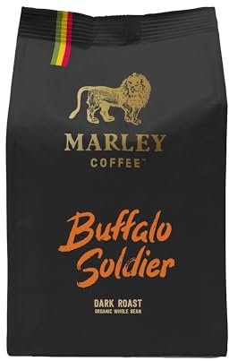 Buffalo Soldier Strong Dark Roast Organic Espresso Coffee Beans 227g - Marley Coffee - From The Marley Family - For All Coffee Machines - Strength 5