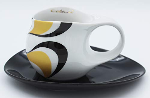 Luigi Colani Espressissimotasse mit Untertasse 0,04l / 40ml Wave Black Espressotasse Espresso Tasse Gold & schwarz
