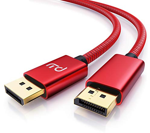 CSL - 8k DisplayPort Kabel 2m - Displayport auf Displayport - DP 1.4-7680 x 4320 60Hz - 3840 x 2160 120Hz - 1920 x 1200 240Hz - Bandbreite von bis zu 32,4 Gbit s - HBR3, DSC 1.2, HDR 10 - rot