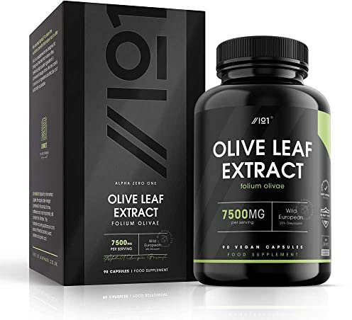 Organic Olive Leaf Extract Capsules 7500mg - 20% Oleuropein – 120 Vegan Capsules - Resealable and Recyclable Pouch by Alpha01