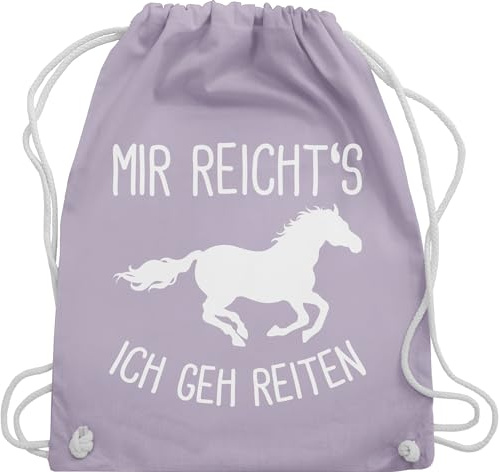 Turnbeutel Rucksack - Taschen - Mir reichts ich geh Reiten I Geschenk Pferde I Pferdemädchen I Pferdeliebhaber - Unisize - Pastell Lila - pferdegeschenk stalltasche pferd pferdespruch gehe beutel