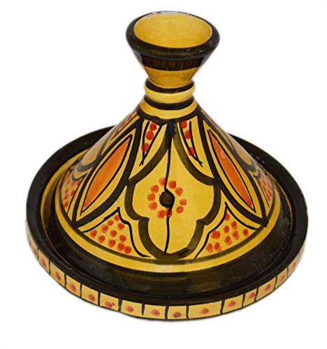Moroccan Handmade Serving Tagine Exquisite Ceramic Vivid colors Original 6.5 Inches in Diameter