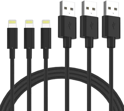 Quntis 3-pack 1m iPhone laddningskabel MFi certifierad, USB A till Lightning kabel, iPhone kabel kompatibel med iPhone 13 12 SE 2020 11 Pro XS Max XR X 8 Plus 7 Plus 6 Plus 5s SE iPad Airpods, svart