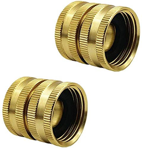 U/D Lot de 2 adaptateurs de tuyau d'arrosage 19 mm en laiton double femelle raccord rapide avec rondelle