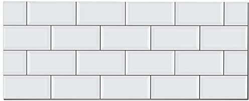 Panorama Frente de Cocina Adhesivo - Modelo Azulejo Ladrillo Blanco 60x100 cm - Vinilo Protector de Pared para Salpicaduras - Cenefa Decorativa Resistente al Calor y Agua
