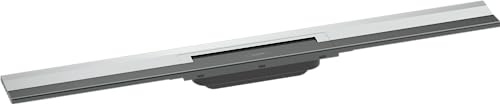 hansgrohe Fertigset Duschrinne RainDrain Flex, Abflussrinne 800mm, Bodenablauf Dusche kürzbar zur Wandmontage, Chrom