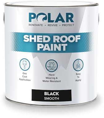 Polar Shed Roof Paint - Black 2.5 Litre | Instant Waterproofing Protection for Felt, Shed & Garage Roofs | Smooth & Decorative Finish | Durable Shed Paint for Exterior Use