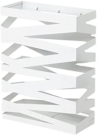 ANIIC Umbrella Stand Hollow Out Umbrella Rack For Office Apartment Patio, Rectangular Freestanding Metal Organizer Stand Umbrella Holder for Front Door (Color : Bianco, Size : 30cm x 13cm x 40cm)