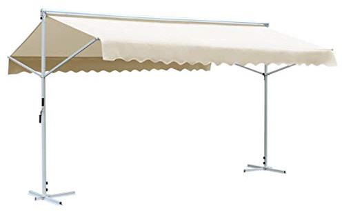 Homgoday Stående markis fristående markis trädgårdsmarkis solskydd terrasstak för trädgård terrass balkong UV-resistent och väderbeständig 600 x 300 cm, gräddvit