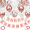 Happy Birthday Banner, Rose Gold Birthday Decoration, 16 pcs 12 inch Happy Birthday Balloons with 2 Ribbons for Girl and Women Birthday Party Decoration