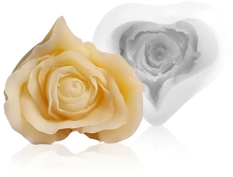 TRUEIN Groß Rose Silikonform, Lebensmittelqualität Kerzenform Silikon Blume, 3D DIY Silikonform Kerzen Gießen Formen für Sojawachs, Bienenwachs, Aromatherapie, Handgefertigte Seife Kunsthandwerk