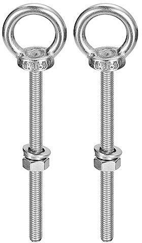 sourcing map Levage Œil Boulon, 2 Ensembles M6x80mm Œil Boulon avec Écrou Rondelle 304 Inox Acier Épaulement Levage Anneau Œil Boulon pour accrochage Article