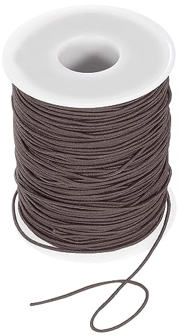 QUARKZMAN 1mm Élastique Ficelle Cordon Élastique Fil Perles Ficelle Cordon pour Bijoux Fabrication Collier Bracelet Perles, 109 Yards Brun