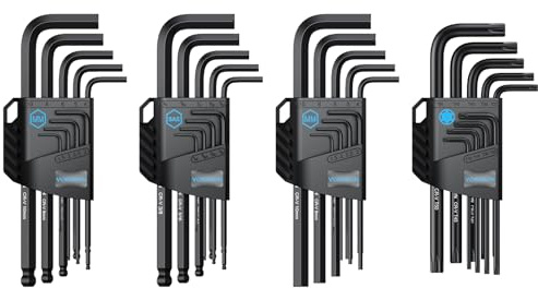 VORXEON Inbusschlüssel Set 36-teilig, 6150 CRV Stahl, Kugelkopf & Flachkopf, Metrisch & SAE für Werkstatt und Fahrrad