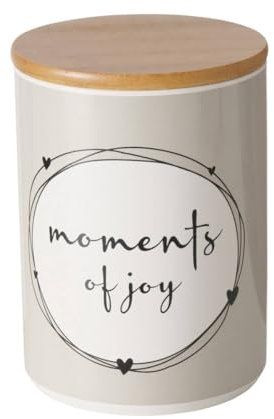 Boltze Home Vorratsdose aus Keramik Enjoy, luftdichter Bambusdeckel, Muster:Moments of Joy