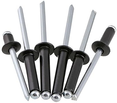 ZIPCOM Nieten Schwarze Aluminium-Kuppel-Rundkopf-Pop-offene, Hohle Zug-Blindnieten, Dekorationsnägel, M2,4 x 6 mm, 1000 Stück