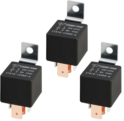 MOCNT 3 Stück 12V 80A Auto Relais SPST 4-Polig KFZ Relais Hochleistungs Autorelais Elektrische Fahrzeug Motor Relais Öffner Schalterelais Wechselrelais EIN/Aus Relais