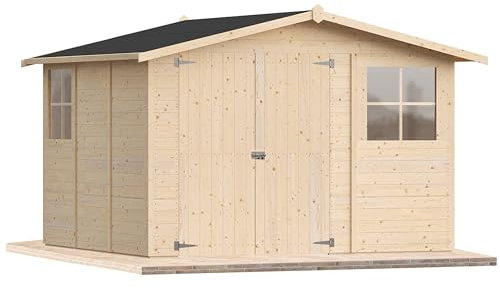 Casetta da giardino in legno per esterno 9Mq 300x300 20mm MADE IN ITALY mod. VENEZIA (Con Pavimento e Grondaia, Kit 2 Finestre apribili)