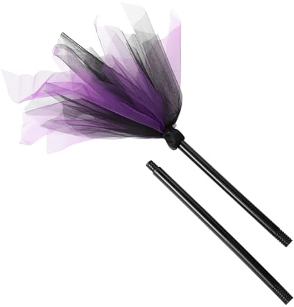 Nereds Escobas de bruja de Halloween, escoba voladora realista de mago, accesorio para decoración de disfraces de Halloween (morado)