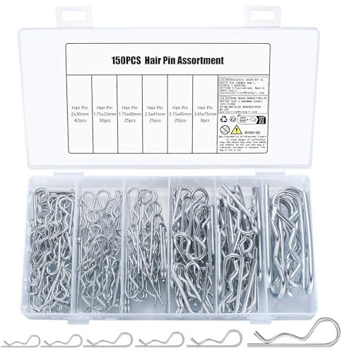 150 STK Splinte Sortiment, Federsplinte R Clips Set, Sicherungssplinte, Sicherheitssplinten, Federvorstecker Federstifte, Federstecker Splinten für Wohnmobile Gartengeräte Anhängerkupplung Splinte