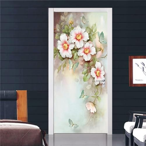 Fototapete Türtapete Selbstklebend Türposter 3D Pinke Blumen 90 X 200 Cm Türfolie Poster Türaufkleber Für Tür, Wohnzimmer, Schlafzimmer, Küche Und Bad - Fototapete Für Kinderzimmertüren -9L6J3G9H4I8C6