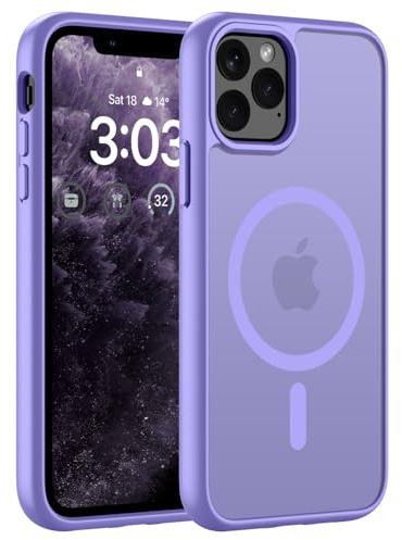 ORDA für iPhone 11 Pro Hülle, Kompatibel mit MagSafe, Hellviolett | Durchscheinend Rückseite, Matt Magnetische Handyhülle, Stoßfest Kratzfeste Schutzhülle