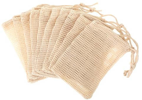 COMNICO 10 Stück Seifensäckchen Bio Seifenschoner zum Aufschäumen und Trocknen Baumwolle Seifenbeutel Seifensack Seife Mesh Tasche Body Scrubber Duschschwamm