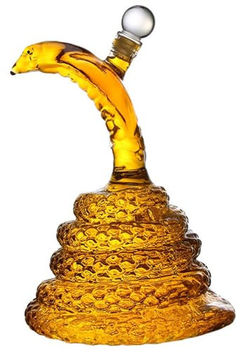YUZDNM Statue d'art - Carafe À Décanter avec Signe du Zodiaque Chinois, Carafe À Whisky King Cobra Snake De 1000 ML, Verre Soufflé À La Main sans Plomb, Carafe À Décanter avec Serpent pour Liqueur