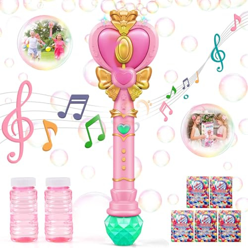 Aooess Princess Bubble Wand Machine Toys for 3 4 5 6 7 8 Year Old Girls | Gifts for 3-8 Year Old Girls Kids, Bubble Makers Toddlers Gifts, Outdoor Indoor Garden Party Birthday Presents