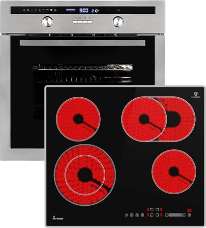 KKT KOLBE Herdset SET8013CH59AL, Backofen und Kochfeld | 60 cm Backofen EB8013ED, 59 cm Kochfeld CH5901AL, Drehspieß, Kerntemperaturfühler, Grill, Heißluft, Teleskopauszüge