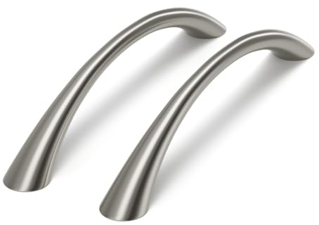 LONTAN 15 Stück Silber Griffe für Küchenschränke, 128mm Lochabstand Möbelgriffe, Gewölbte Küchengriffe, Modern Schrankgriffe, Schubladengriffe, Gebürstet Türgriffe
