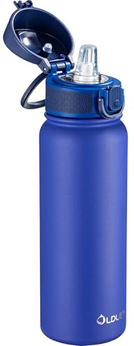 OLDLEY Klein - Borraccia termica in acciaio inox da 567 g, con cannucce, a prova di perdite, per bambini, scuola, ragazzi e ragazze, colore: blu