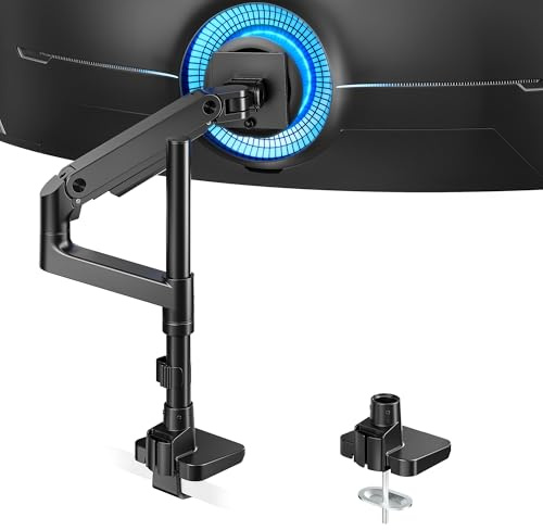ARES WING Monitor Halterung für 17-49 Monitore, Schwarz | Bildschirmhalterung Gasfeder，Monitor Arm Tragfähigkeit Max 20 kg/arm, VESA 75/100