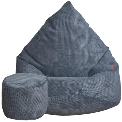 Pouf Poltrona Sacco con Poggiapiedi Grafite 95x95x120 cm - Poltrona Pouf Sacco XXL - Morbido e Confortevole - Bean Bag per Adulti e Bambini - Fodera Lavabile - Mobili per Soggiorno