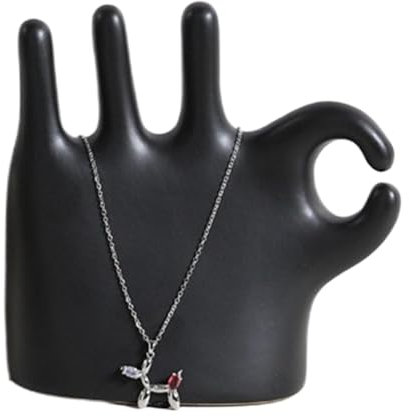 Wuyooprt OK Handgestenstatue | OK Geste Hand Schmuckhalter | Keramik-Ring-Organizer, Fingerfigur, abstraktes Desktop-Ornament für Bücherregal, Tisch