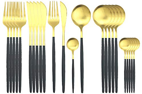 MMRTDJDR Ensemble de Couverts de Couverts de Couverts Mate de 24 pc
