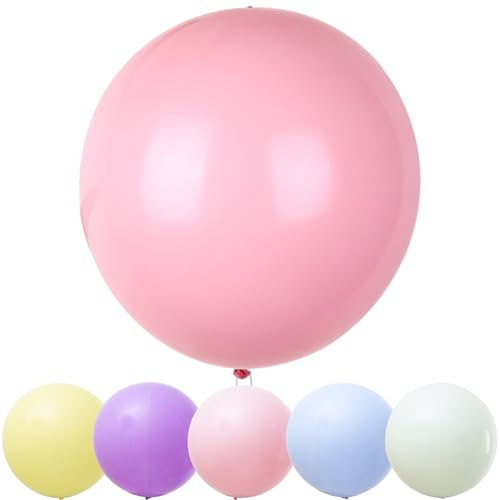 Koboko Große Luftballons Bunt, 5 Stk 36 Zoll Pastell Luftballons Groß, 91 cm XXL Luftballon Pastell Party Deko, Riesenballon Bunt Pastellfarben für Geburtstag Hochzeit Jahrestag Festival Karneval Deko