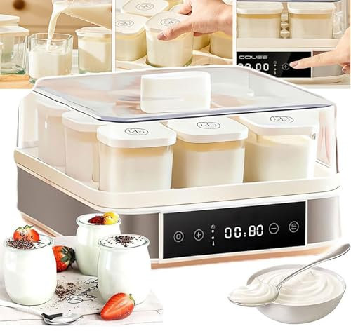 XSDAJSD Yogurtiera Automatica da 9 Tazze, yogurtiera Digitale Automatica con Controllo della Temperatura e del Tempo Regolabili, fermentatore in Ceramica per Vino di Riso Fatto in casa.