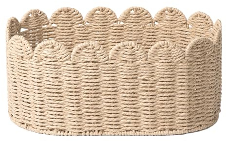 Cestino Intrecciato, Cesto portaoggetti, Organizer Pieghevole in Corda di Carta Morbida, Contenitore per la Biancheria per Bagno, Camera da Letto, Cucina, Soggiorno, 35 x 20 x 15,5 cm, 41 x 25