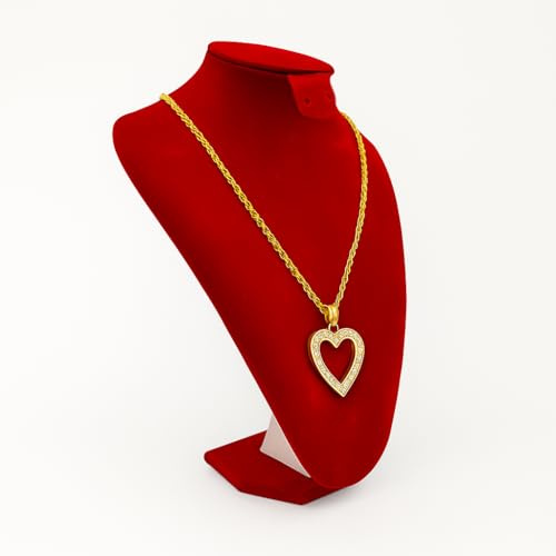 Shoplines Supplies 1x X-Large Red Velvet Jewellery Display Stand for Necklaces and Bracelets, Countertop Organizer for Retail, Craft Fairs, or Home Use