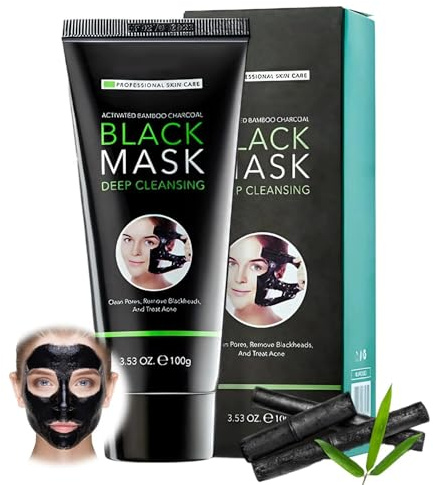 Bamboo Charcoal Peel Off Mask, Blackhead Remover Mask, Charcoal Face Mask, Blackhead Remover Peel Off Mask, Deep Cleansing, for Blackheads, Dirt, Acne, Pores Shrinking, for Men & Women
