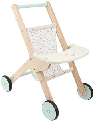 Holz Schiebewagen - Baby Holz Schiebewagen Puppenwagen,Interaktives Lernspielzeug Kinder Mädchen - Geschenk Erste Schritte Rollenspiel Draußen Drinnen