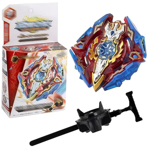 Metal Fusion mit Starter, Kreisel und Starter, Kampfkreisel Geschenk für Weihnachten, Geburtstag, Spielzeug für Kinder ab 6 Jahren, Gift for Children (Roter stylischer Kreisel)