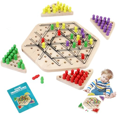 Geometry Chain Chess - Rubber Band Board Game, Triangle Logic Puzzle for Kids Ages 8-12, Challenging Brain Teaser Toy | Cognitive Skill Development STEM Activity for Children, Students, Groups