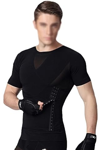 HLTYGWX Kompressionslinne för män Undertröjor slimmande muskelvä med krokar Shapewear