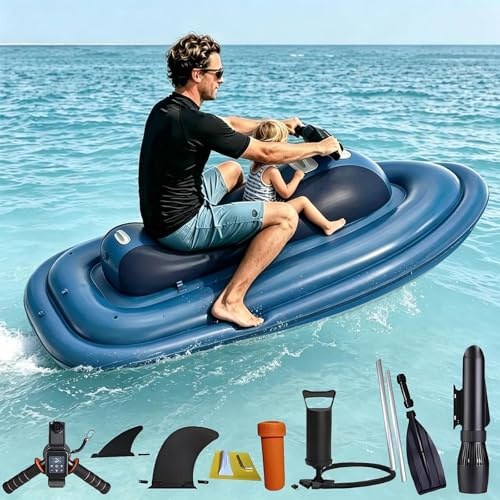moupeaktain Elektrisches Schlauchboot Mit Motor für 2 Personen, 500 W/700 W Unterwasser Scooter, 3–9 km/h, 130 Min Laufzeit, 40 m Tiefe – Ideal für Tauchen, Angeln & Küstenabenteuer 16A